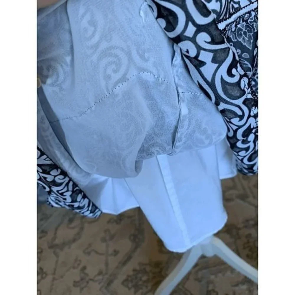 White House Black Market Skirt Size XXS Tiered Ruffle Black White Elastic Waist